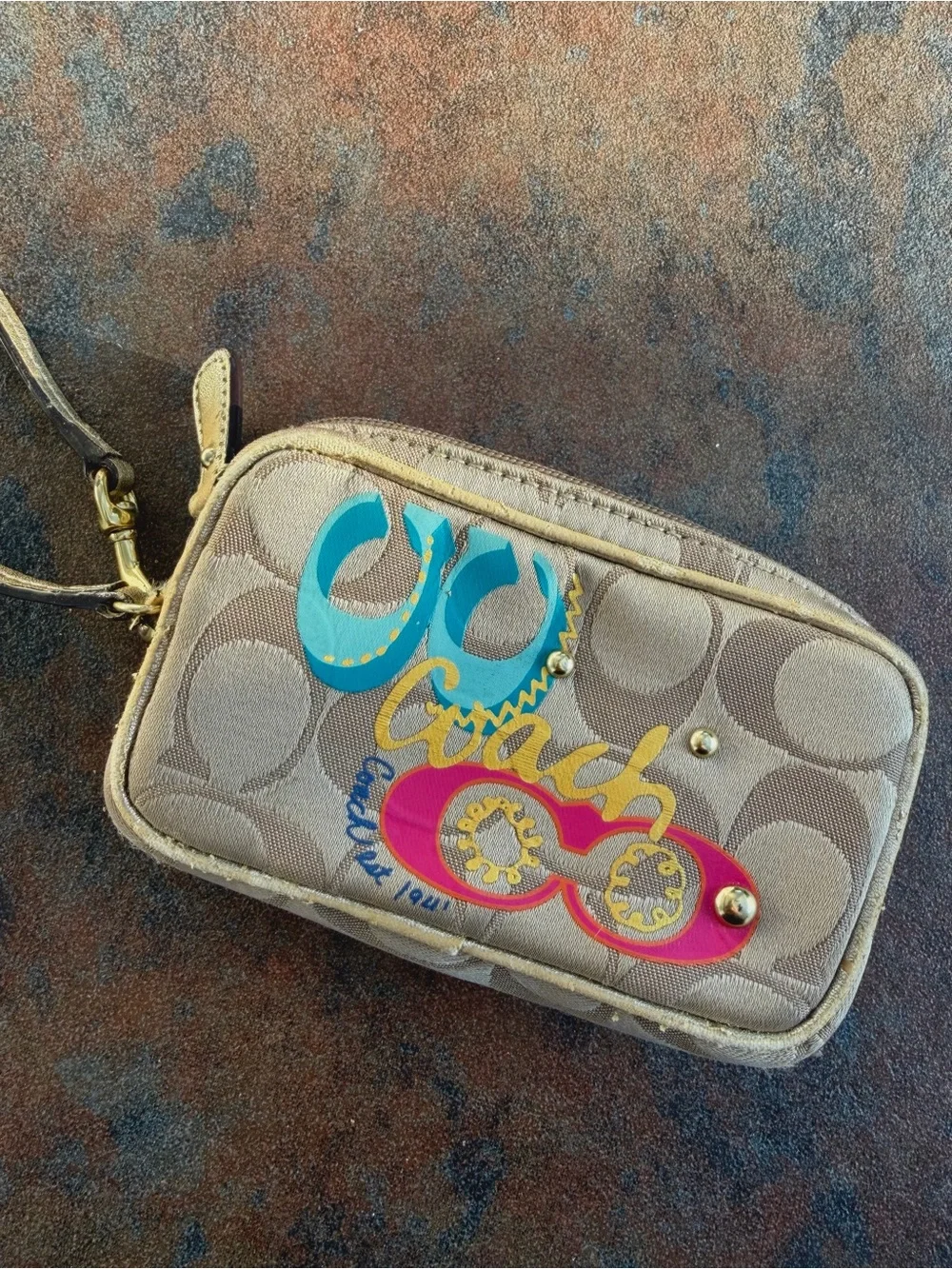 Coach Poppy Y2K “Pop C” Graffiti Signature Wristlet, Highly Collectible